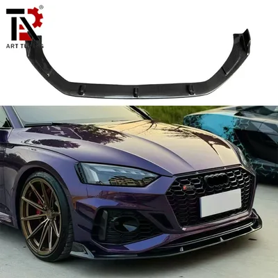 Foto de Front Lip estilo RS5 em fibra de carbono com acabamento black piano — A5 2017+ (F5)